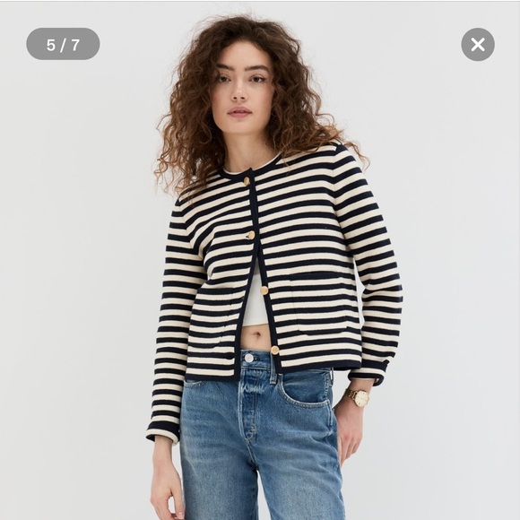 ALEX MILL PARIS SWEATER JACKET STRIPE XS - Picture 1 of 6